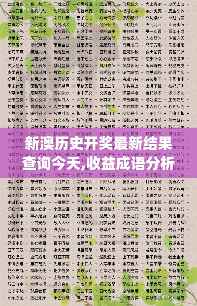 新澳历史开奖最新结果查询今天,收益成语分析定义_8DM7.120