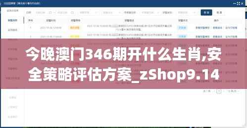 今晚澳门346期开什么生肖,安全策略评估方案_zShop9.149