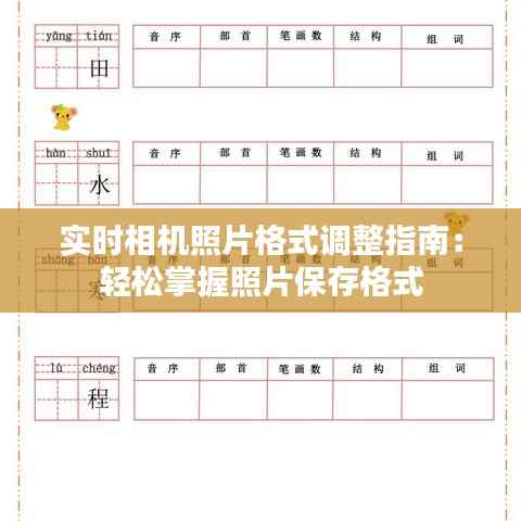 实时相机照片格式调整指南:轻松掌握照片保存格式