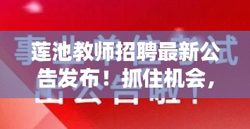 莲池教师招聘最新公告发布!抓住机会,报名应聘!